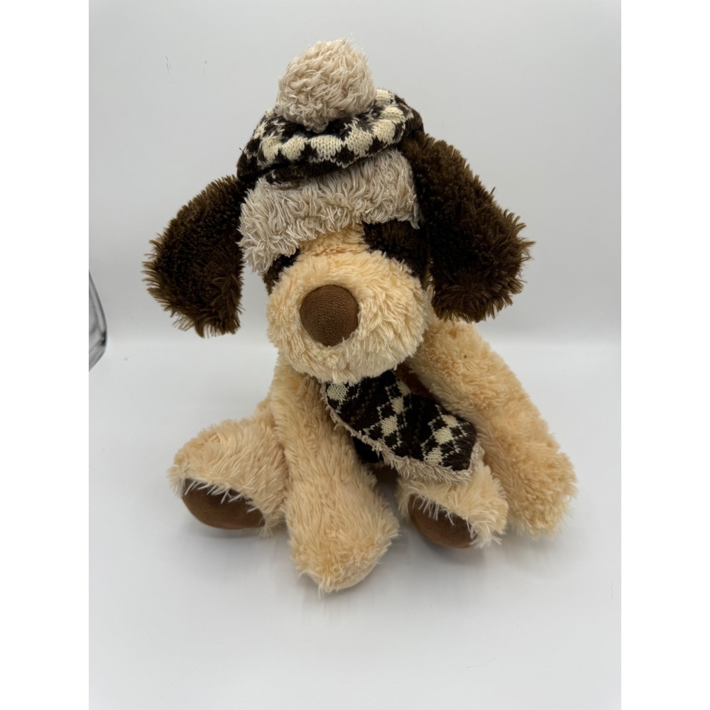 Vintage Hugfun International Plush Dog Winter Trapper Hat Scarf Shaggy Puppy